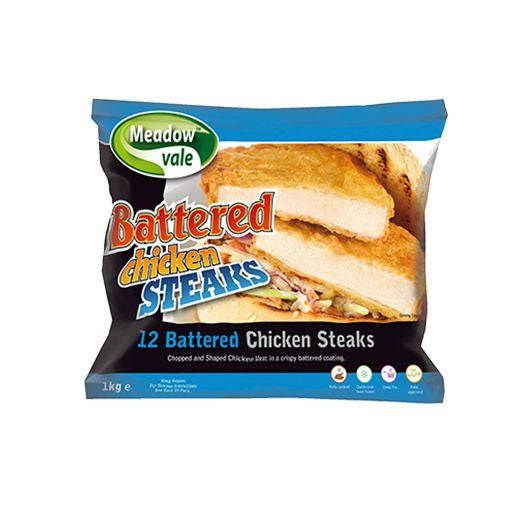 Meadow Vale Battered Chicken Steaks (85G) 1.02Kg