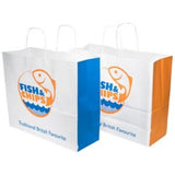 Large Fish & Chips Twisted Handle White Paper Bags 280x170x290mm (Pack of 100)