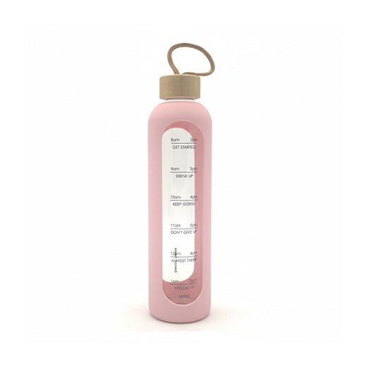 Csm Glass Drinks Bottle With Wooden Lid 1000ml - Pink product image