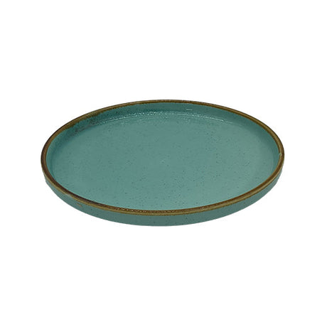 Csm Round Dessert Plate 8Inc - Turquoise Blue With Brown Rim (1 pcs) product image