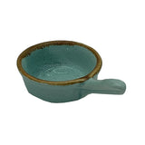 Csm Serving Bowl With Handle 4Inc - Turquoise Blue With Brown Rim (1 pcs) product image