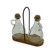 Csm Oil & Vinegar Glass Bottles With Wooden Base - 3 pcs (1SET) product image