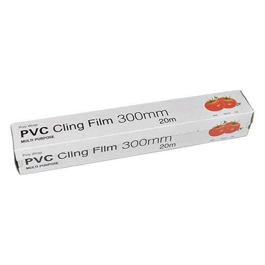 300mm x 20m RETAIL PVC CLING FILM ROLLS POLY-WRAP" -- PVC"