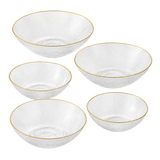 Fecra Jasmin Glass Set Of 6 Dessert/Salad Bowls 17Cm Clear Gold
