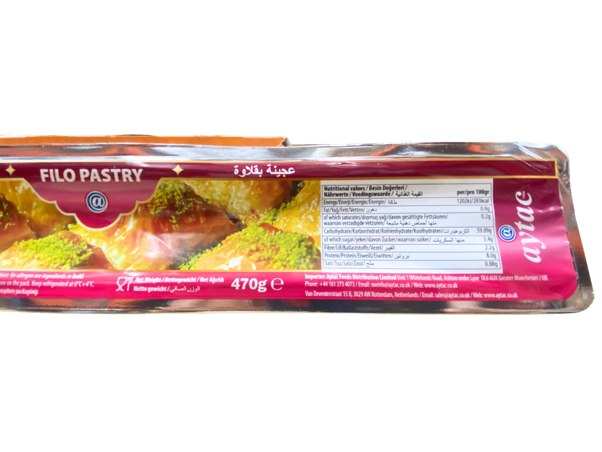 Aytac Baklavalık Yufka Filo Pastry Sheets – 20 Sheets (470g)