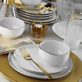 Porland Almina 18 Piece White/Gold Porcelain Dinner Set