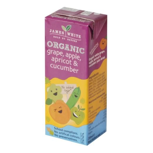 James White Organic Grape Apple Apricot Cucumber - 3X200Ml